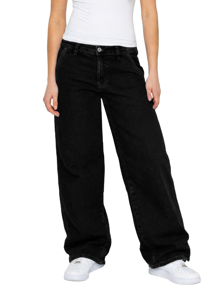 Straight Baggy Jeans Black – EMOstanceclub WIDE BAGGY JEANS / BLK
