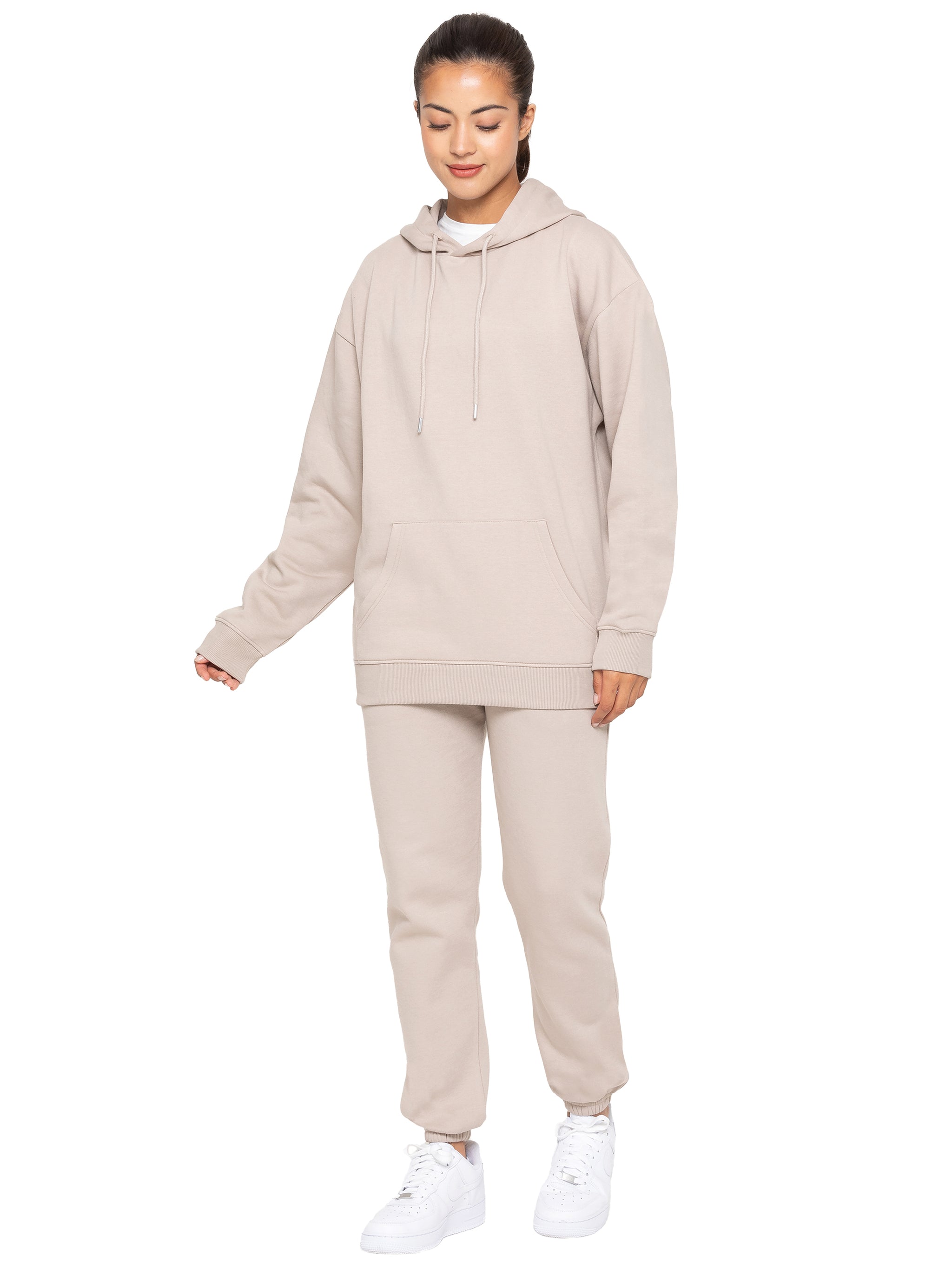 Essential Oversized Hoodie and Jogger Set Oatmeal – ENZO Jeans