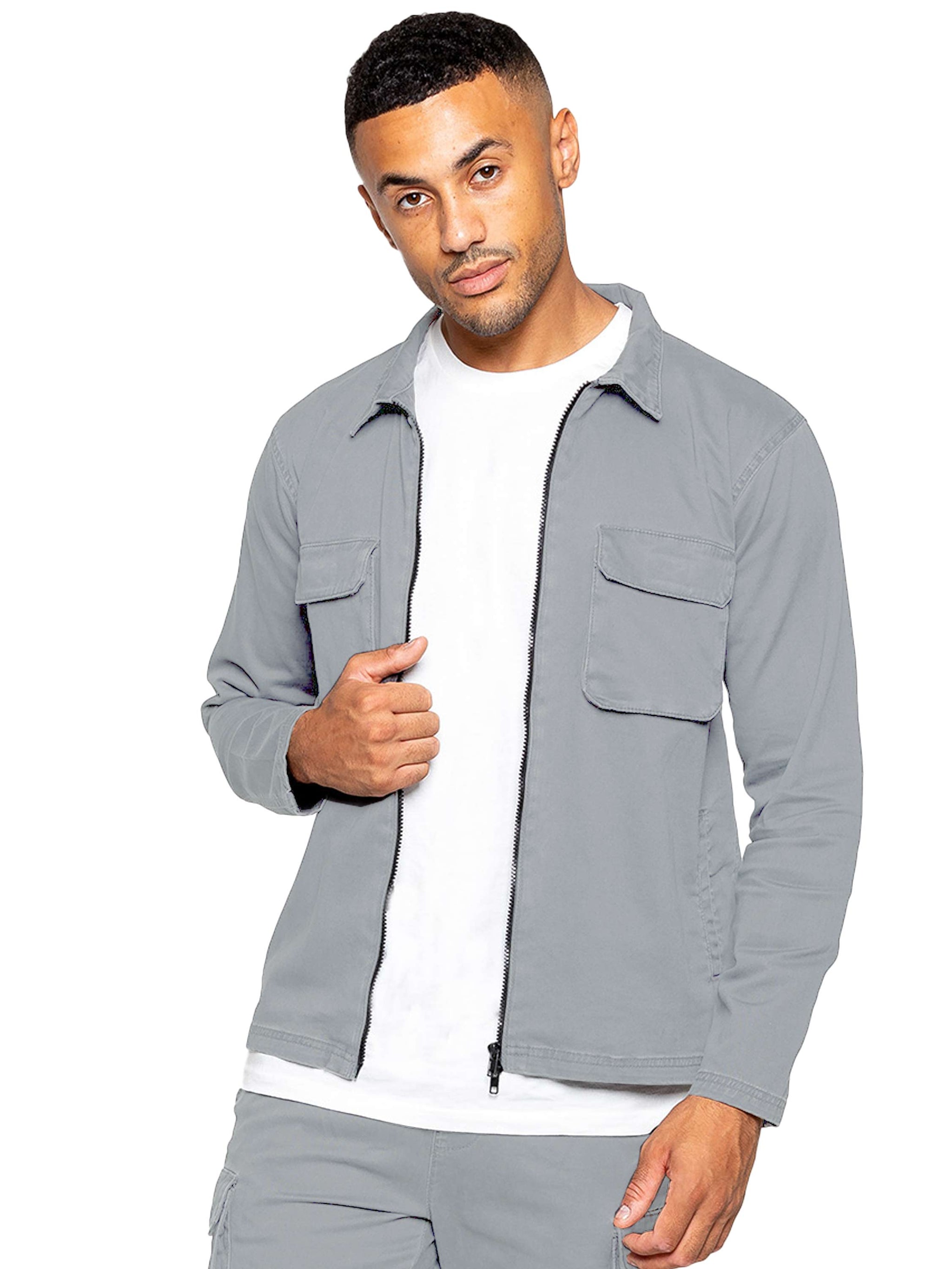 Nova Dye Cargo Jacket Light Grey – ENZO Jeans - Main Image