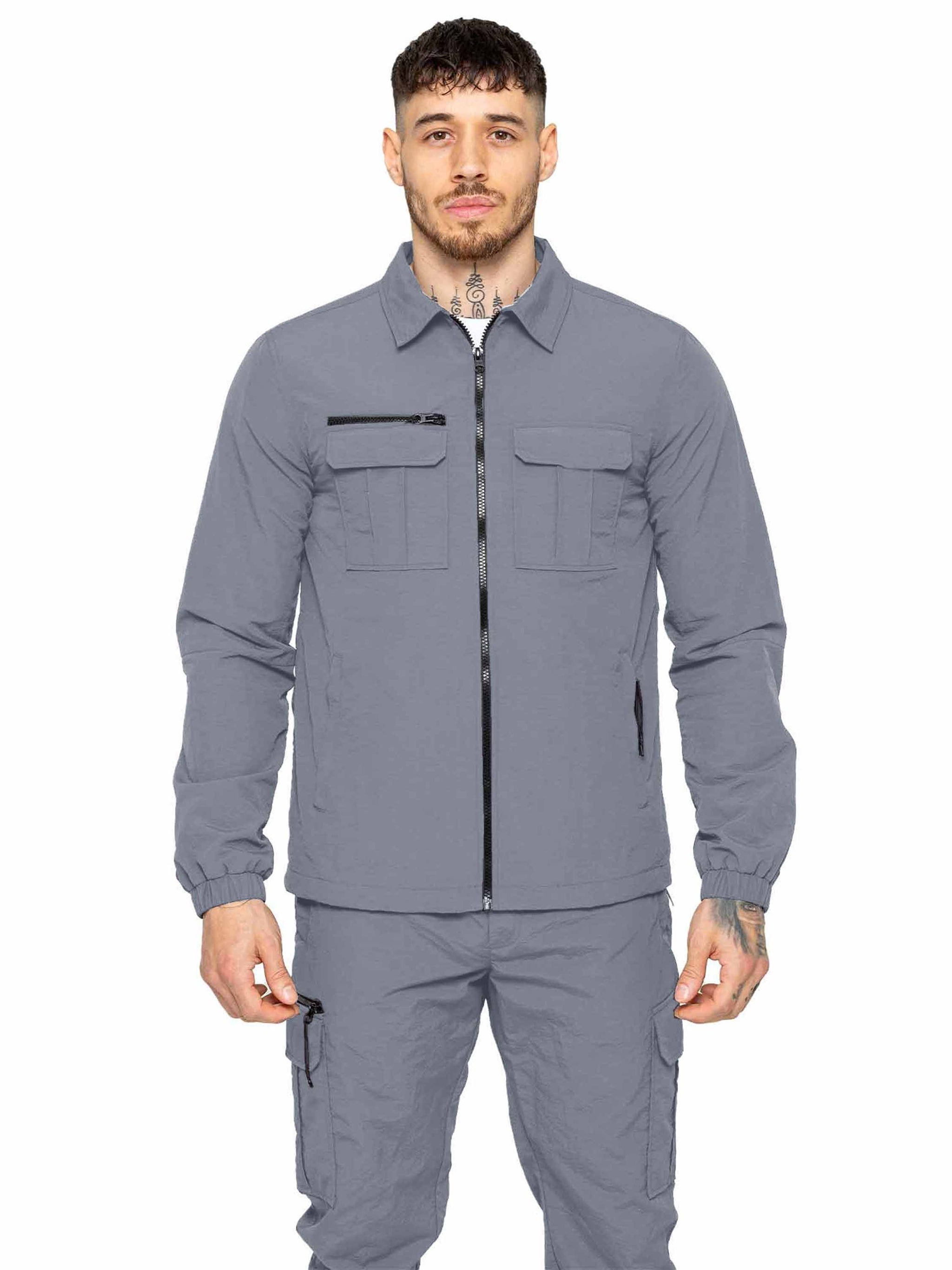 Tiago Crinkle Shirt Jacket Grey – ENZO Jeans
