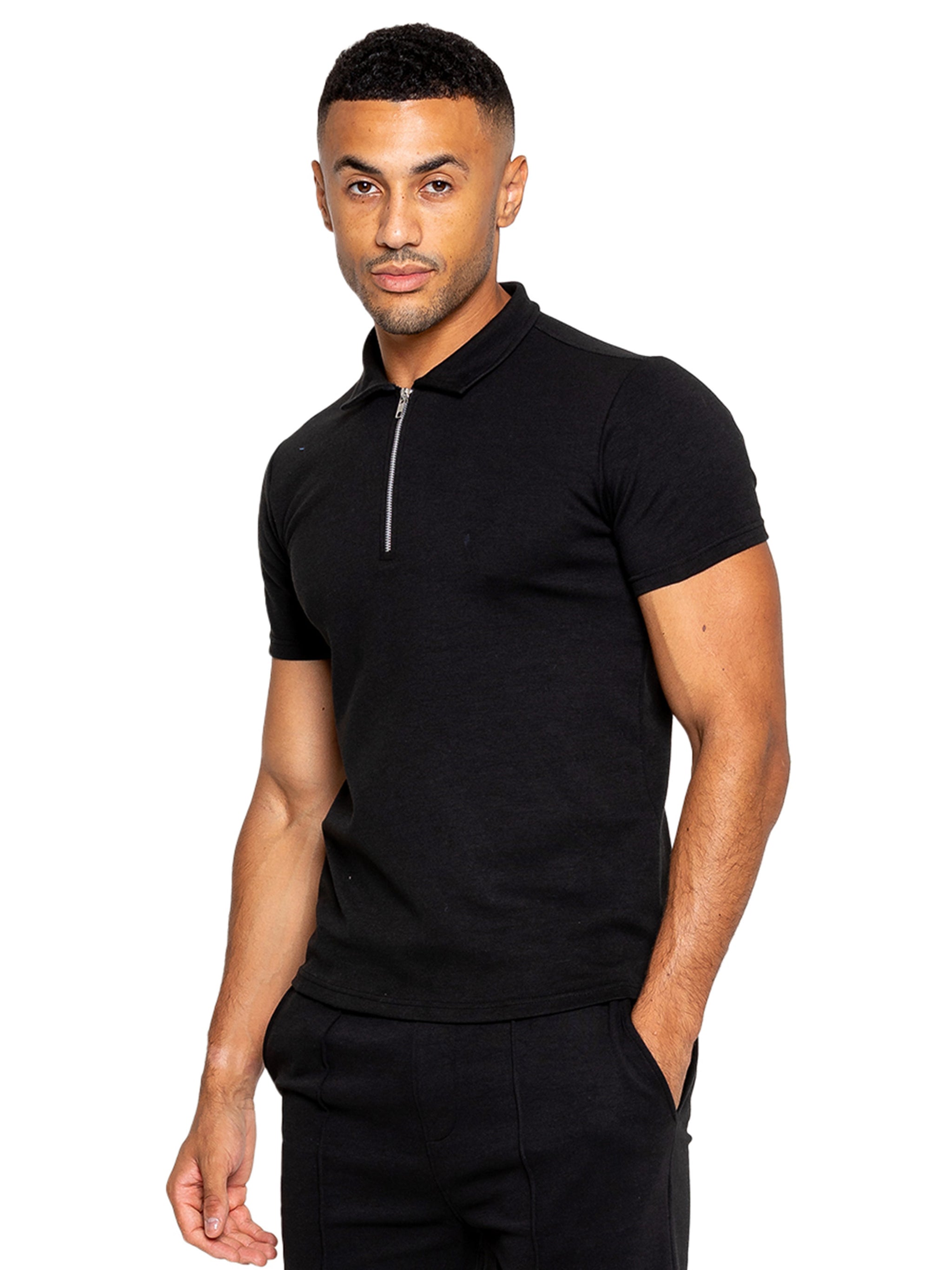 Karson Zip Polo Shirt - Black – ENZO Jeans
