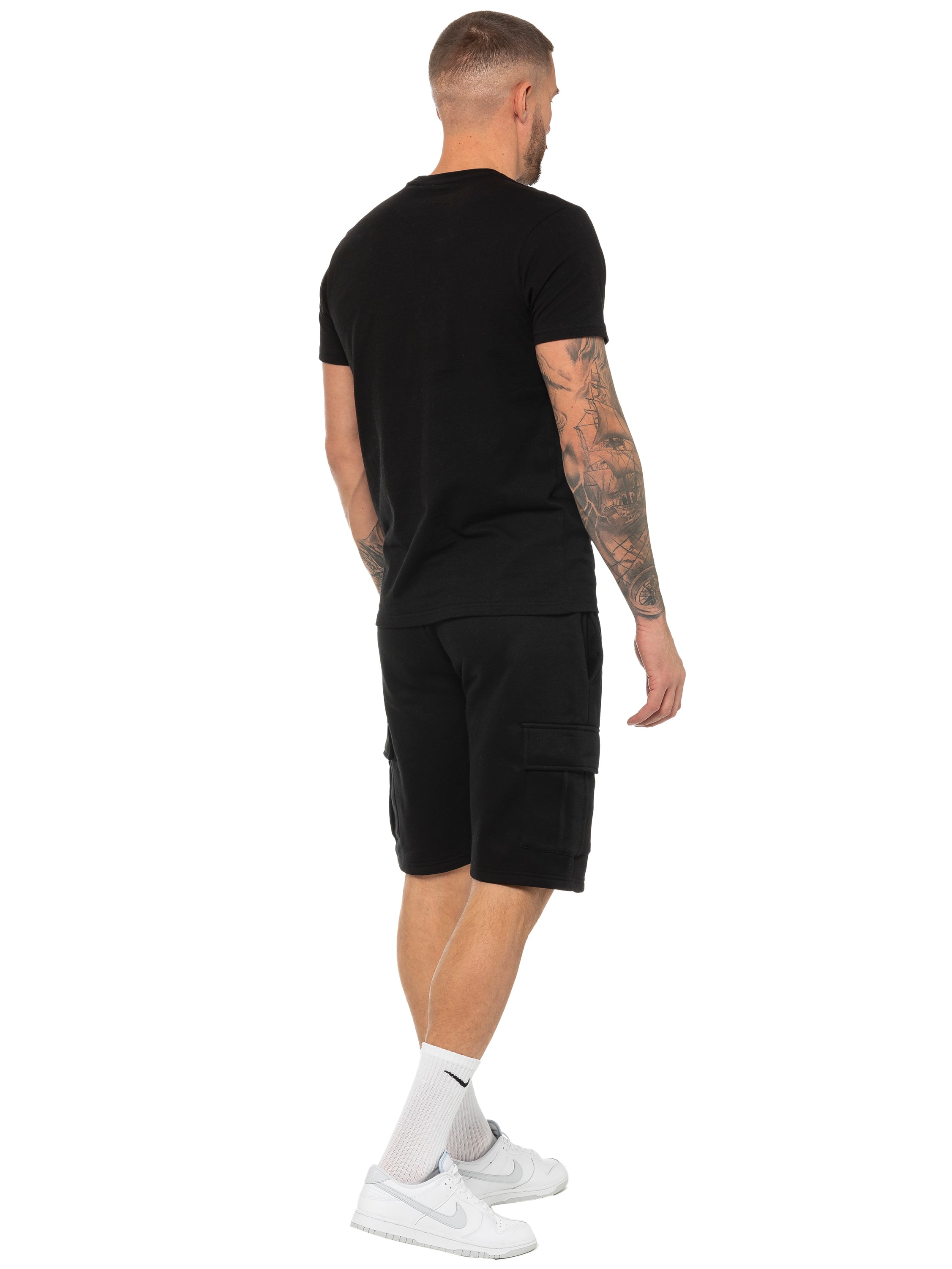 Regular Fit T-Shirt and Cargo Shorts Set Black – ENZO Jeans