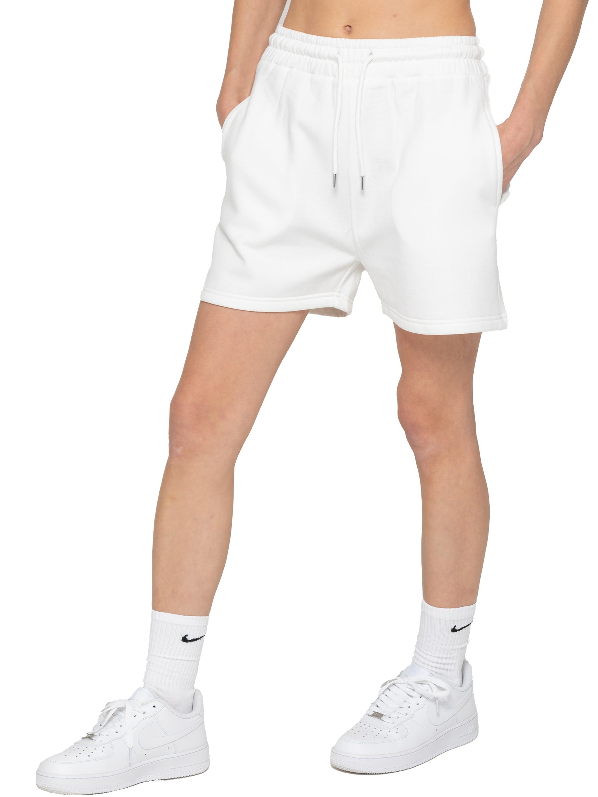 Drawstring Fleece Sweat Shorts Off White – ENZO Jeans