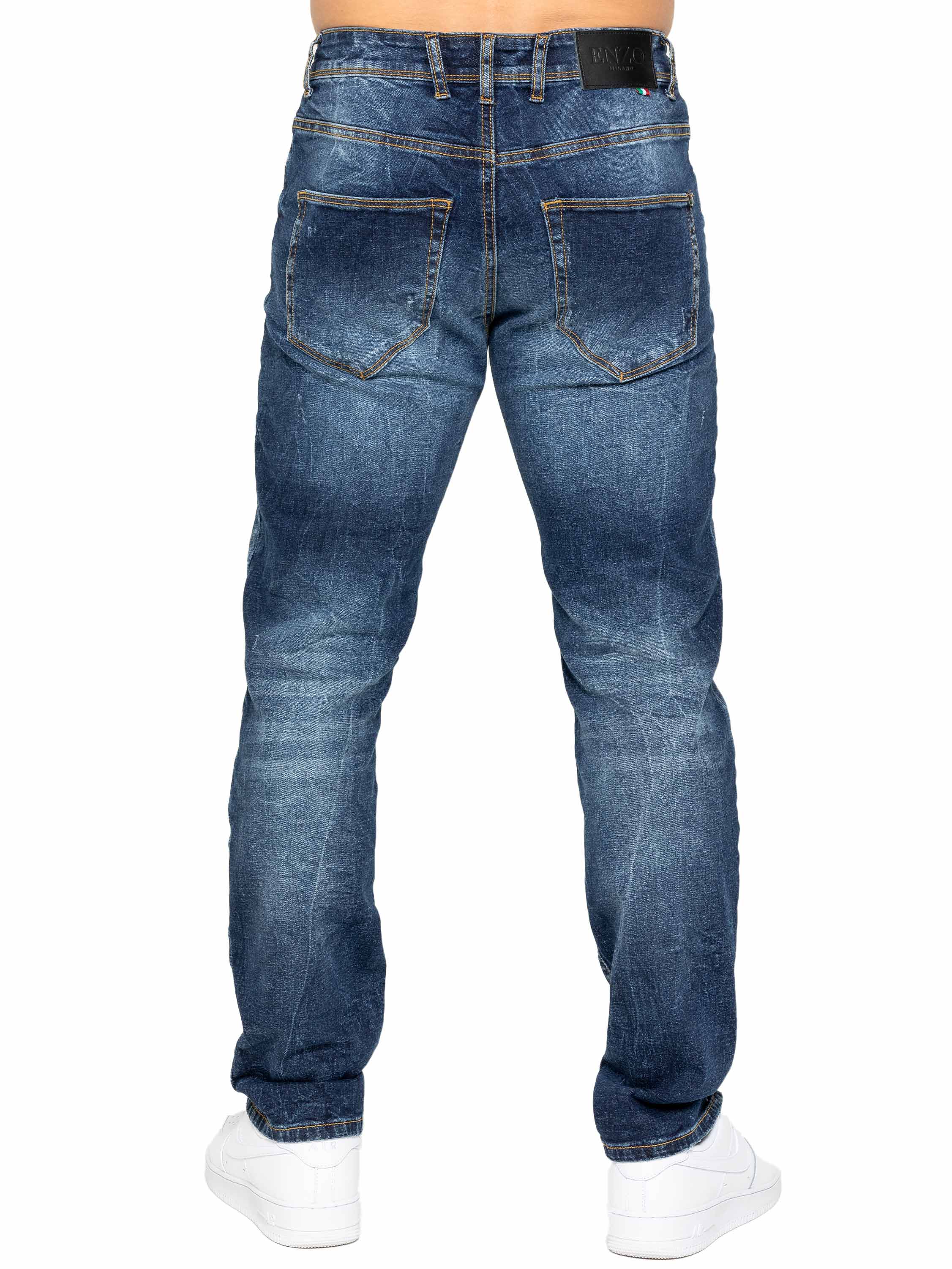 Menue Ripped Gabriel Straight Ripped Jeans - Dark Blue – ENZO Jeans