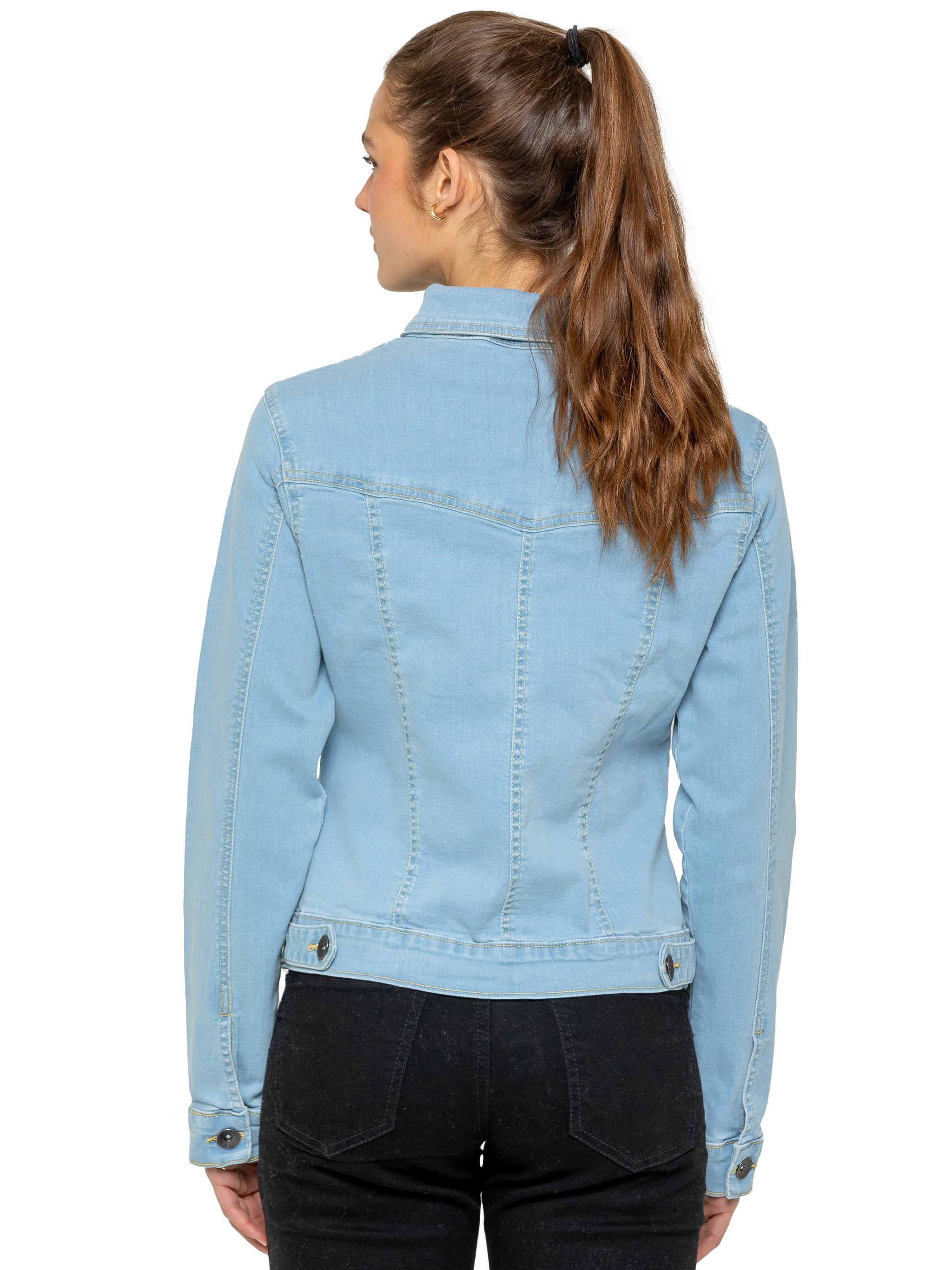 Bershka - Giacca multitasche trucker in denim blu indaco slavato