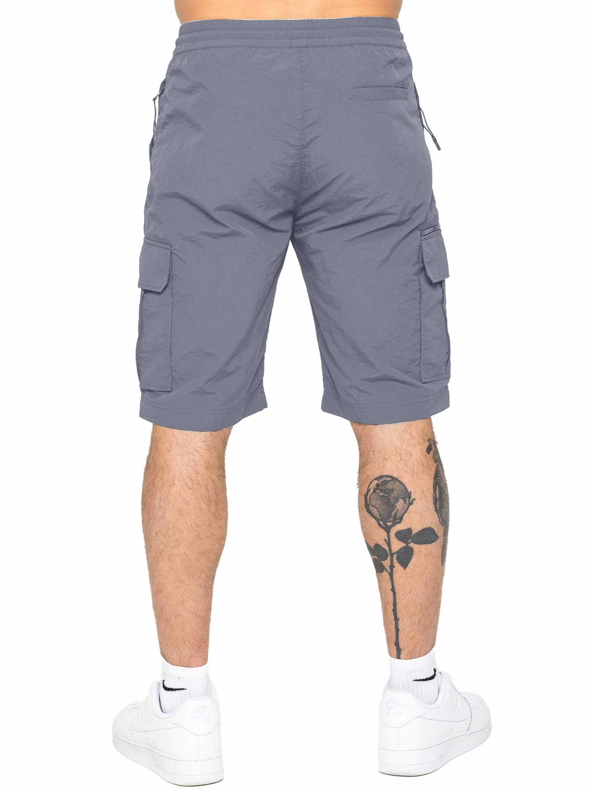 Tiago Crinkle Utility Cargo Shorts - Grey – ENZO Jeans