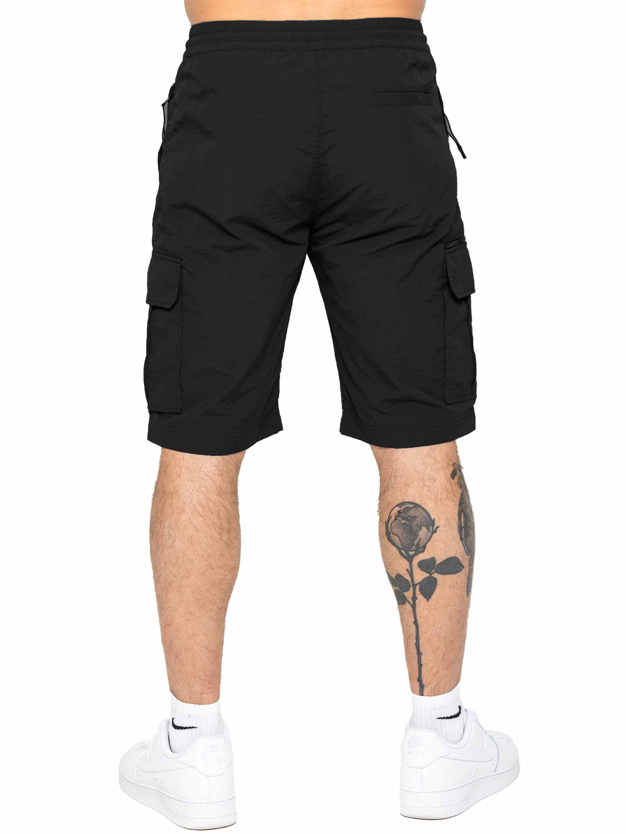 Tiago Crinkle Utility Cargo Shorts - Black – ENZO Jeans