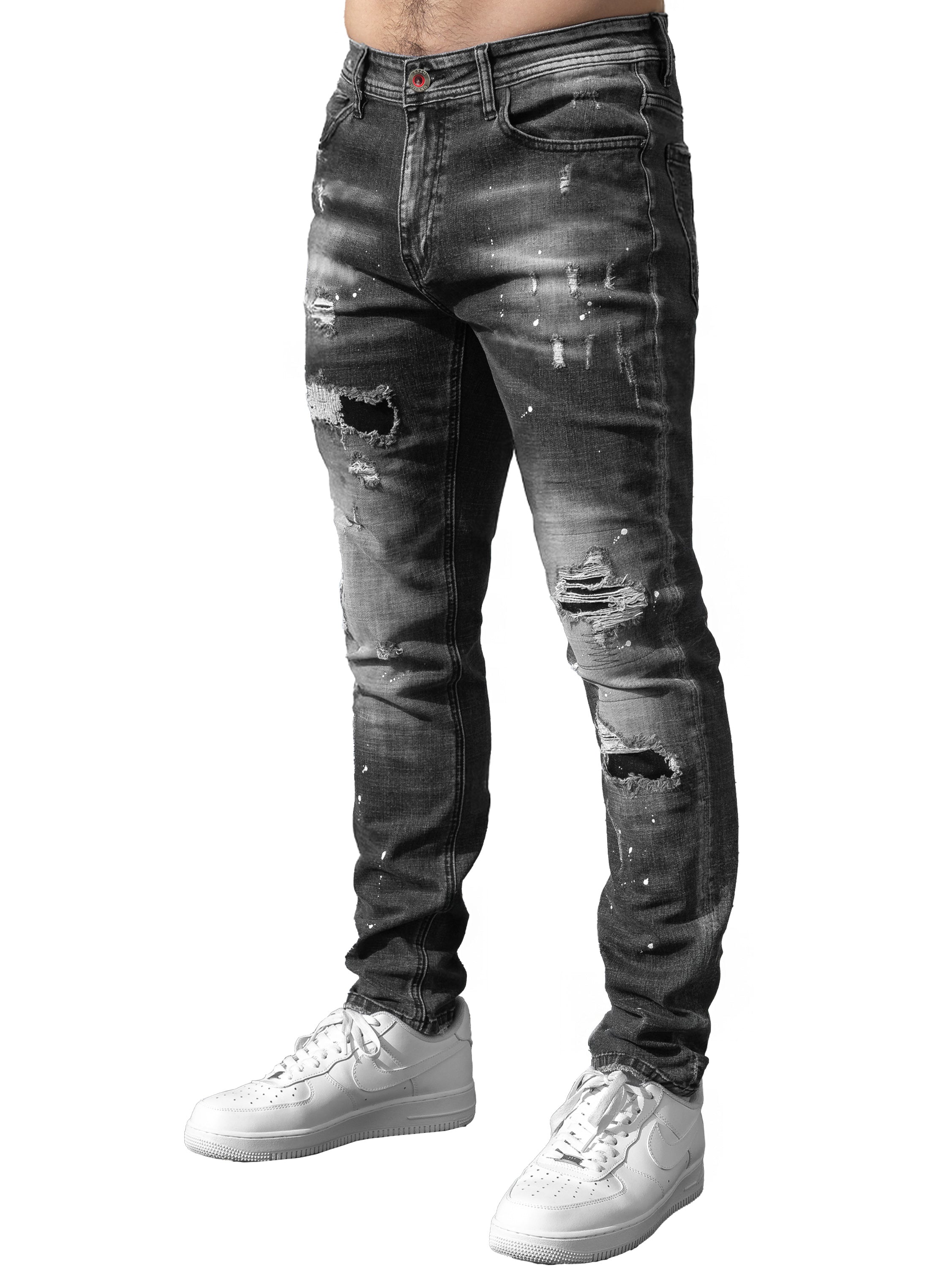 Rocco Slim Fit Ripped Jeans - Grey – ENZO Jeans
