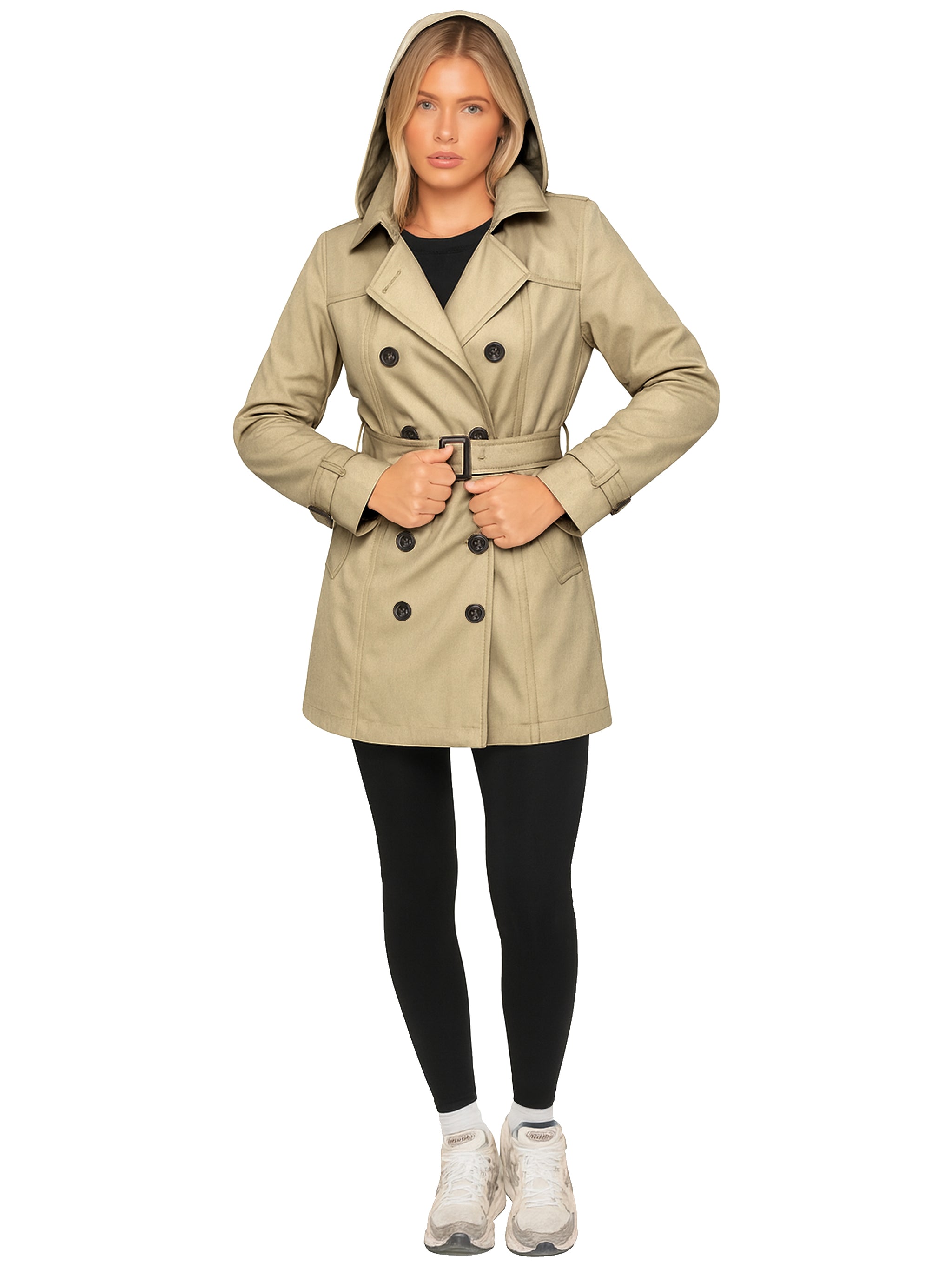 kha:ki　NEW TYPE-65 COAT Women's Belted Double Breasted Trench Coat - Khaki – ENZO Jeans