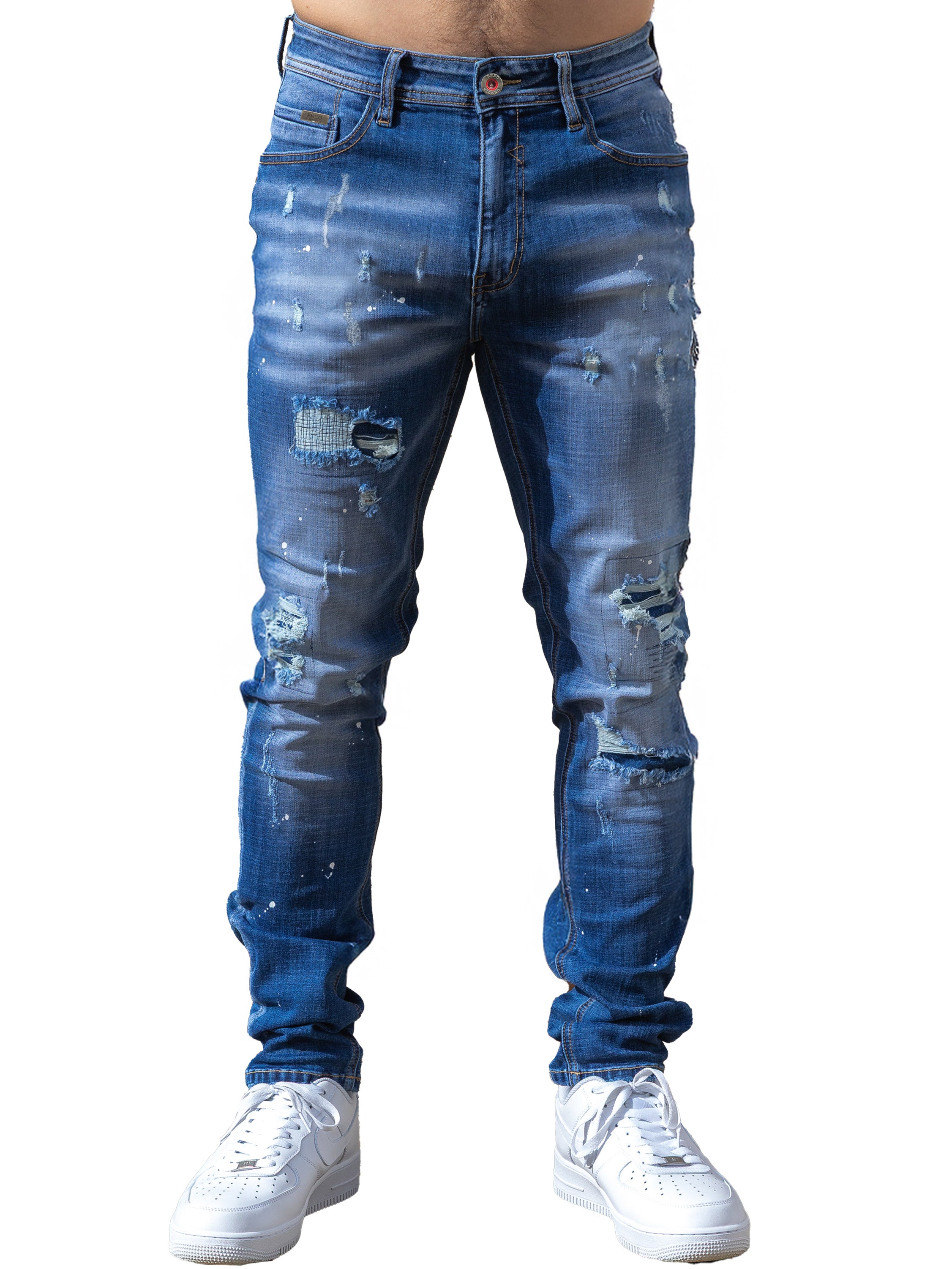 Rocco Slim Fit Ripped Jeans Light Blue – ENZO Jeans