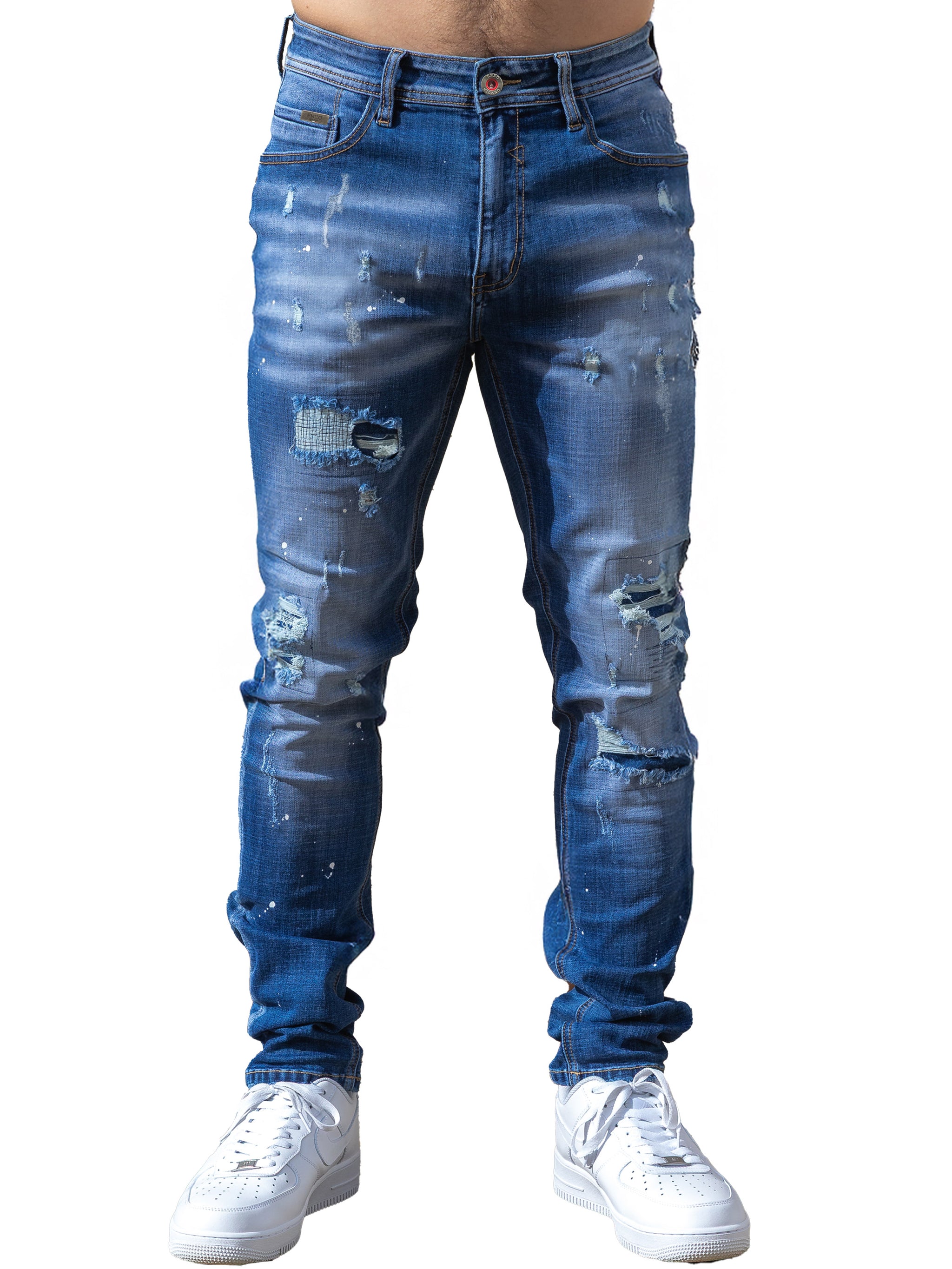 Rocco Slim Fit Ripped Jeans Light Blue – ENZO Jeans
