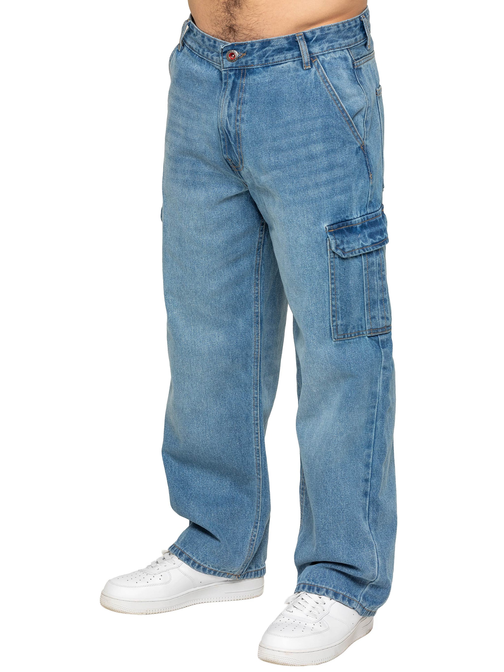 Gonzalo Loose Baggy Cargo Jeans - Light Blue – ENZO Jeans