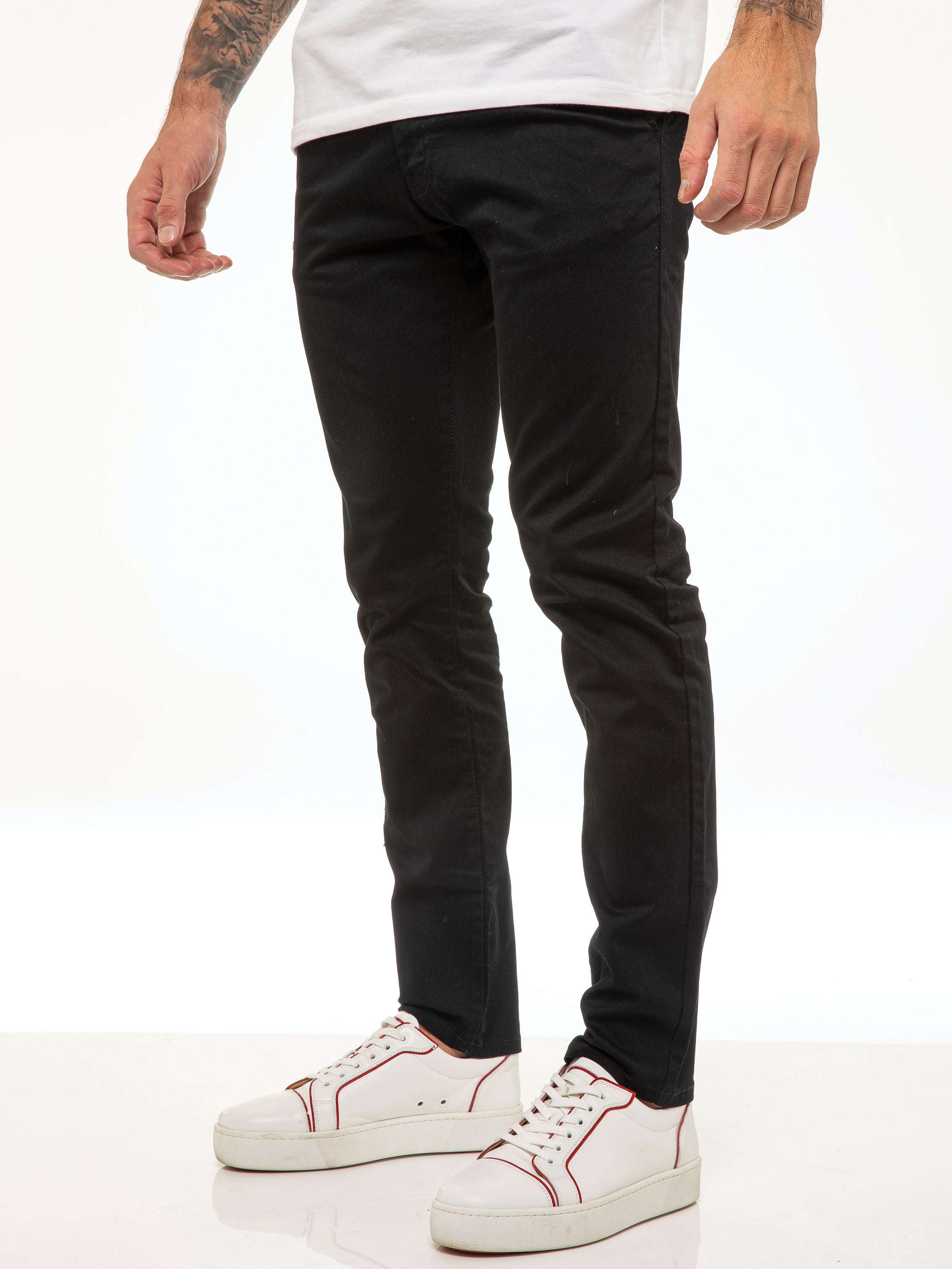 Kaiden Slim Stretch Trousers - Black – ENZO Jeans