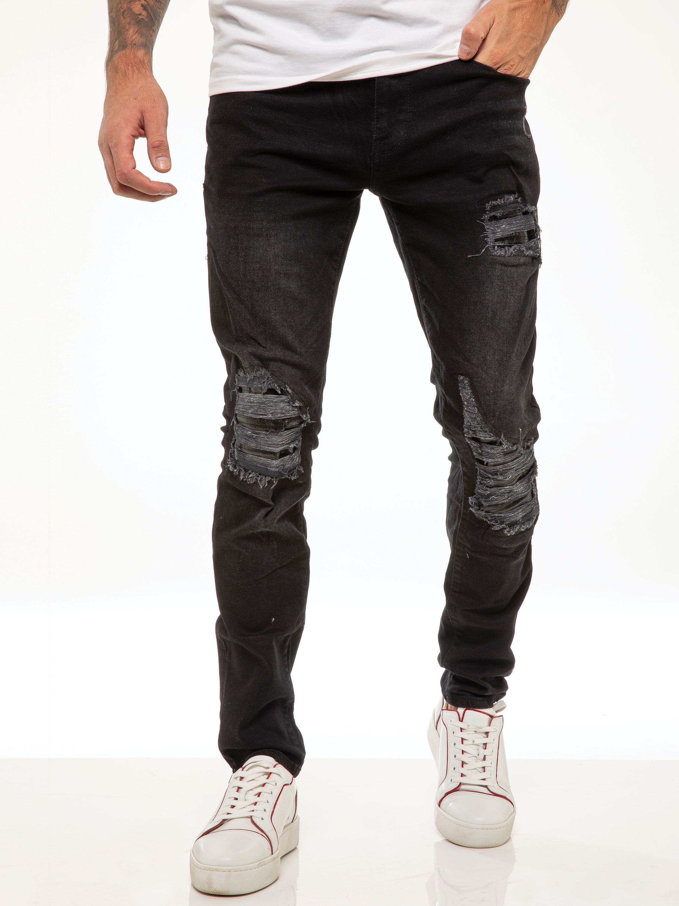 Menue Ripped Diego Skinny Ripped Jeans - Black – ENZO Jeans