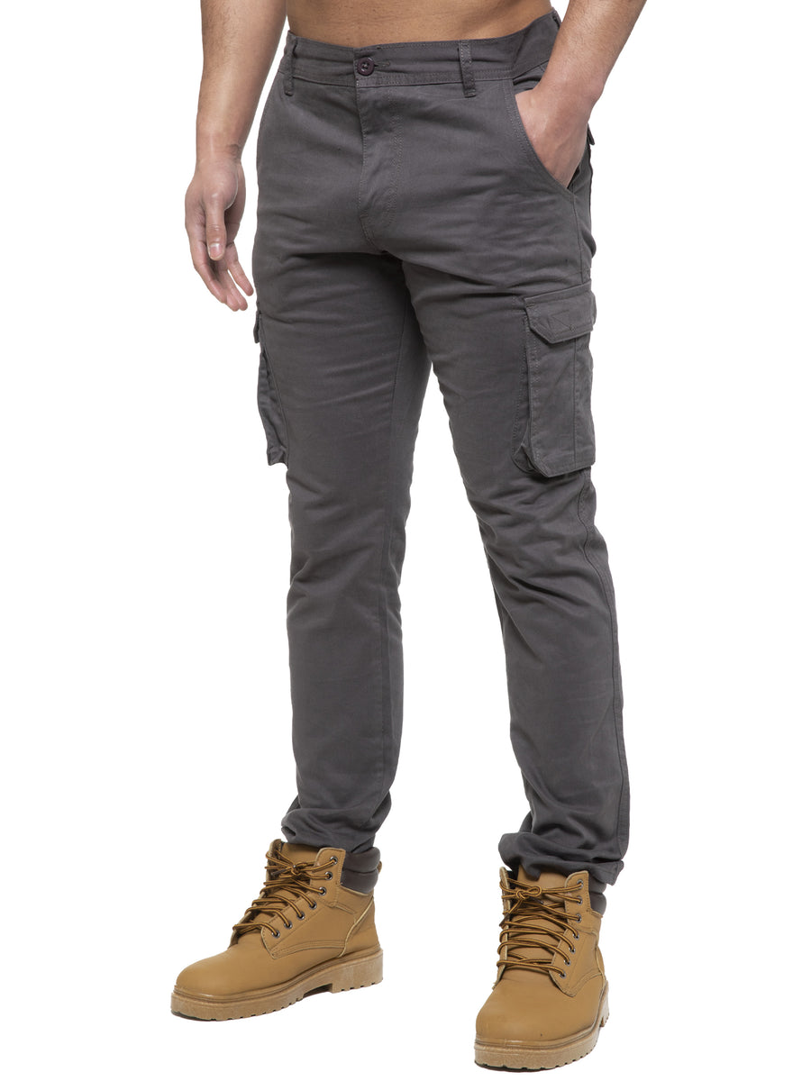 Rhys Cotton Cargo Trousers - Grey – ENZO Jeans