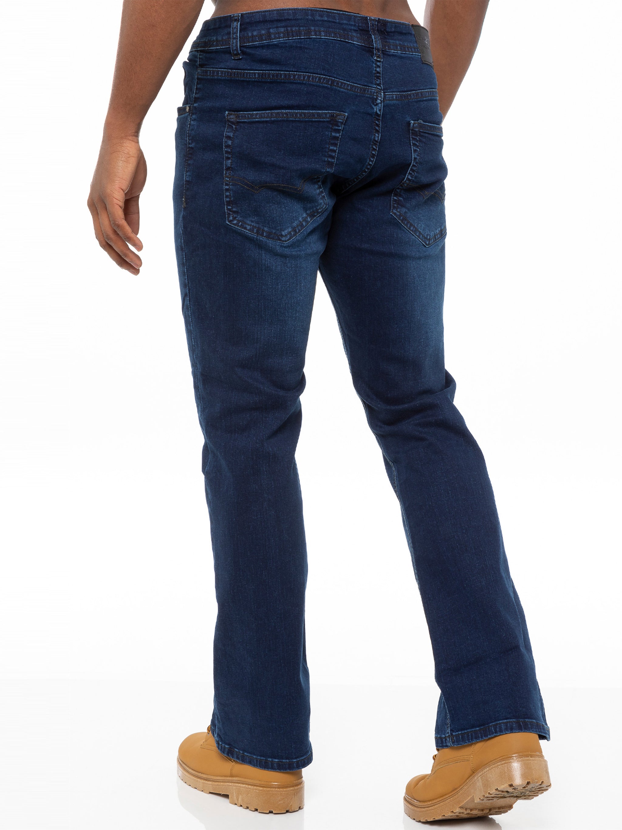 Enzo Men's Bootcut Wide Leg Jeans - Stretch Denim Bell Bottoms, Indigo, Size 30W X 30L